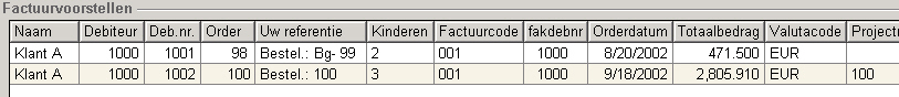 Verzameld per orderdebiteur per factuurdebiteur